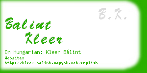 balint kleer business card
